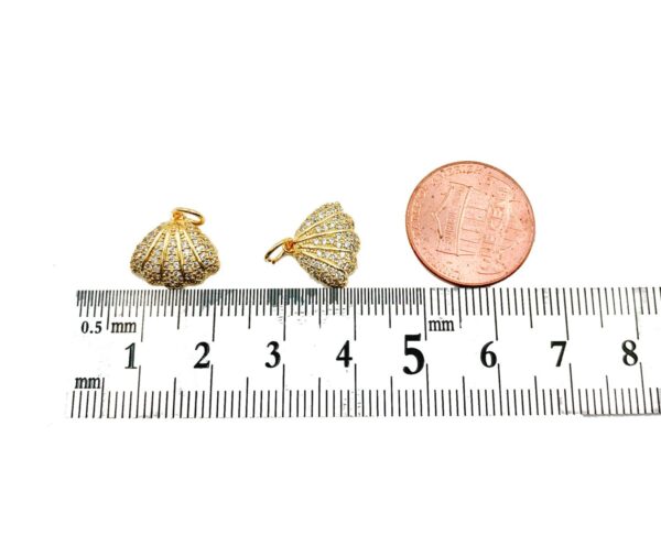 24K Gold Filled Clam Shell CZ Micro Pave Charm Pendant, Clam Shell Charm CZ Micro Pave, Seashell, Shell Pendant, Shell Necklace, 13x12mm, CP978-J0616