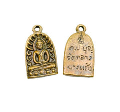 24K Gold Antique Buddha Brass Charm Pendant, Sitting Buddha Charm, Antique Buddha Charm, Rustic Buddha, Sitting Buddha, Buddha Necklace, 32x18mm, CP980