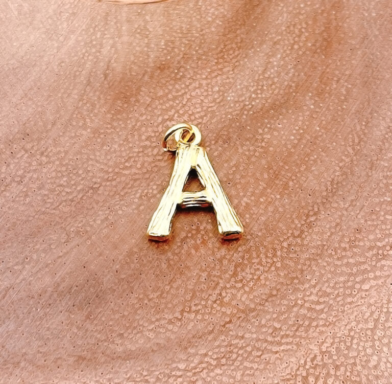 18K Gold Filled Bamboo Initial Letter Alphabet Charms, CP989