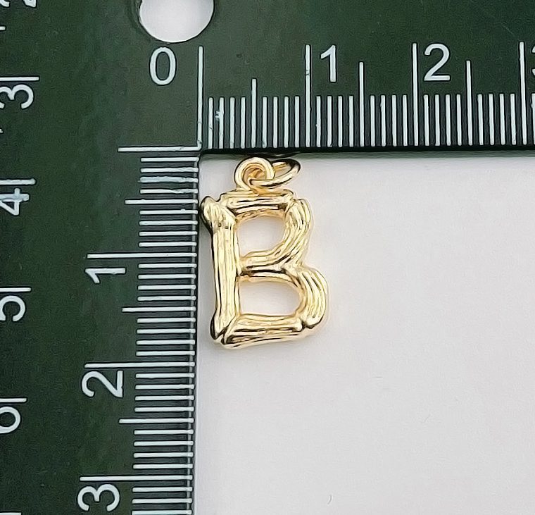 18K Gold Filled Bamboo Initial Letter Alphabet Charms, CP989