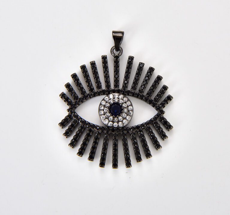 18K Gold Filled Evil Eye with Eyelashes Charm, Micro Pave Evil Eye Pendant, Bohemian Jewelry Amulet Protection Necklace Supply, CP_Batch57