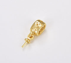 18K Gold Filled Peg Bails Pin Pendants, Eye Pin Peg Bail with Cup, Pendant Bail, Bail Clasp for Jewelry Making Supply, 15x4mm, CL532