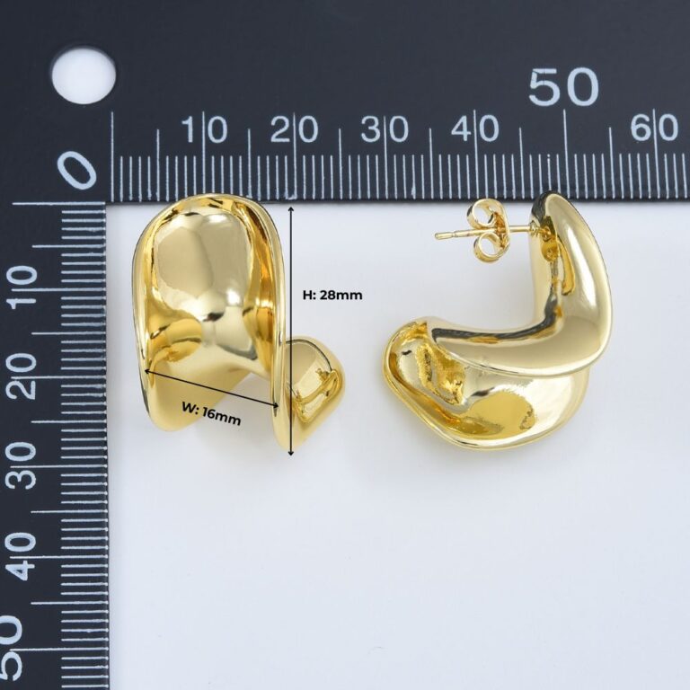 18K Gold Filled C-Hoop Earrings, Wedding Earrings, Everyday Earrings, Gift for Her, 28x16mm, 1 Pair, ER287