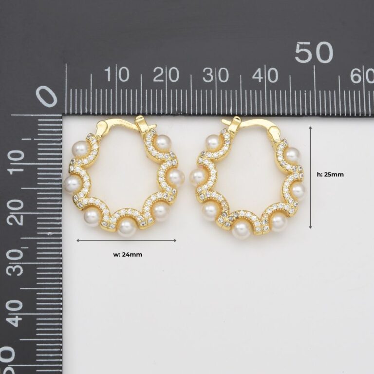 18K Gold Filled Elegant White Pearl Hoop Earrings, Hoop Earrings CZ Micro Pave, Wedding Earrings, Everyday Earrings, Gift for Her, 1 pair, ER289