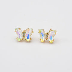 18K Gold Filled Arcylic Crystal Butterfly Stud Earrings, Monarch Butterfly Push Back Earrings, Hypoallergenic Studs, 1 pair, ER290