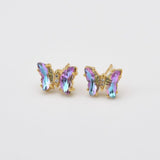 18K Gold Filled Arcylic Crystal Butterfly Stud Earrings, Monarch Butterfly Push Back Earrings, Hypoallergenic Studs, 1 pair, ER290