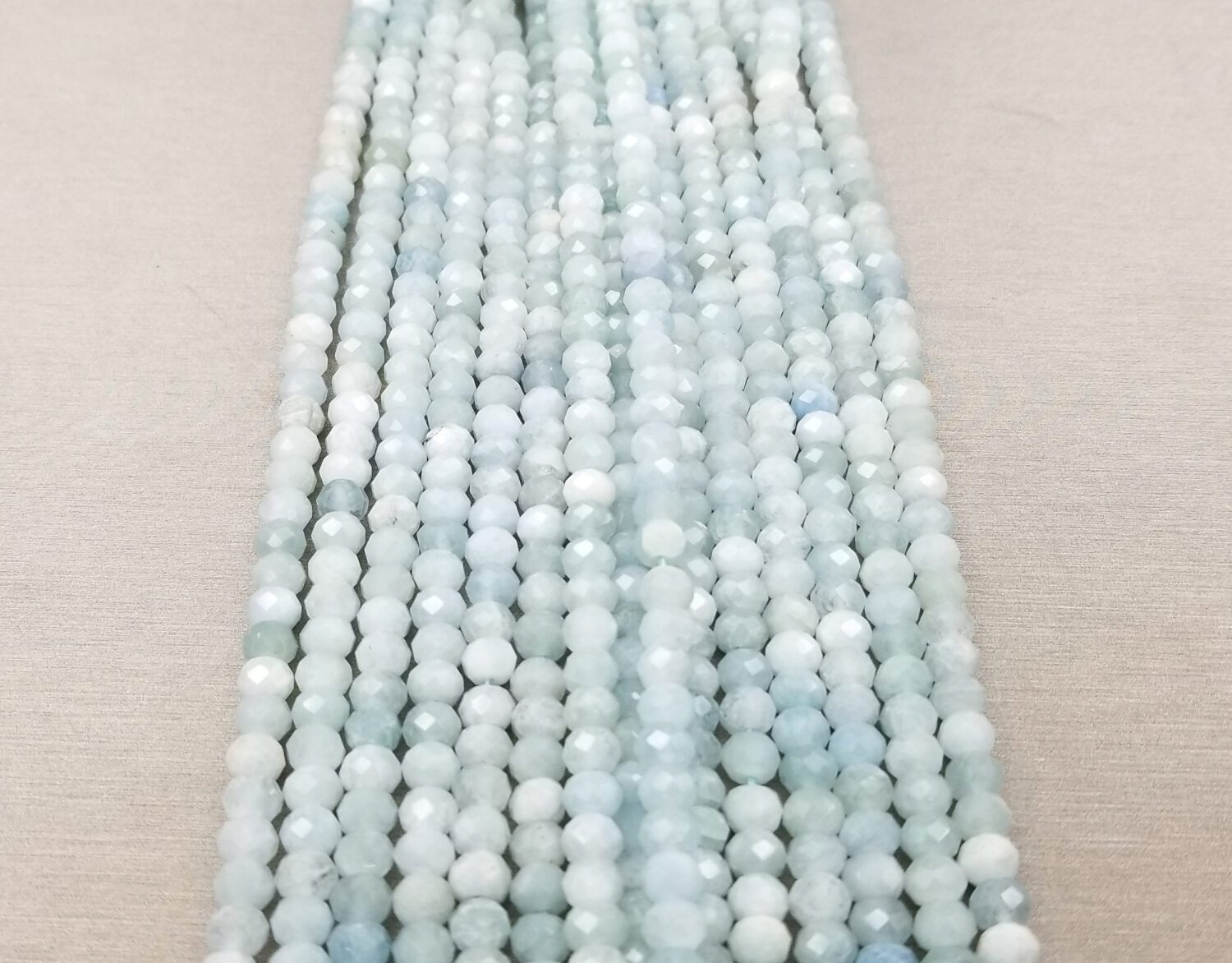 Aquamarine Faceted Rondelle Bead Matte Grade AAA Natural Gemstone Round Loose Beads, Full Strand 15.5 inches, 6mm, GRN099