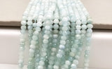 Aquamarine Faceted Rondelle Bead Matte Grade AAA Natural Gemstone Round Loose Beads, Full Strand 15.5 inches, 6mm, GRN099