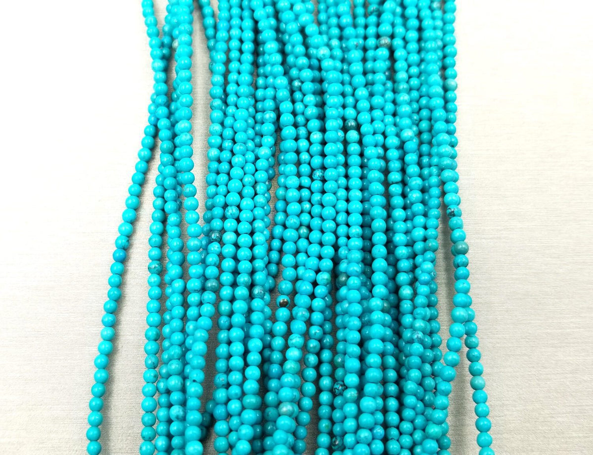 Natural Mint Blue Turquoise Beads Grade AAA Round Loose Beads, Full Strand Round 15.5 inches, 2mm, GRN110