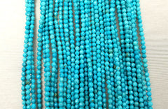 Natural Turquoise Faceted Rondelle Beads Grade AAA Round Loose Beads, Full Strand Round 15.5 inches, 2mm, GRN111