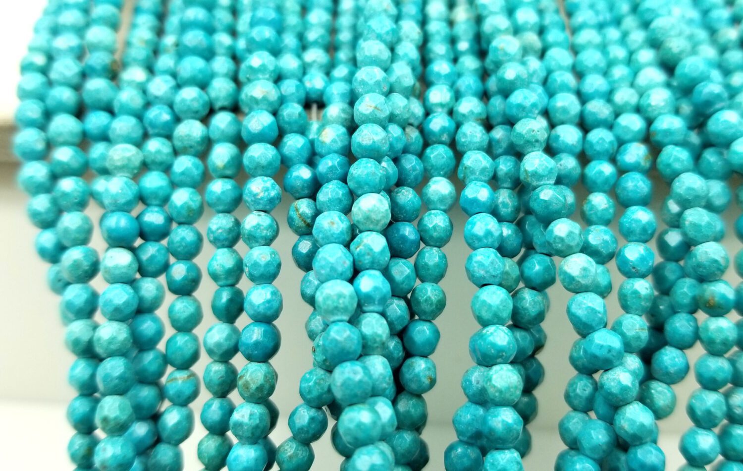 Natural Turquoise Faceted Rondelle Beads Grade AAA Round Loose Beads, Full Strand Round 15.5 inches, 2mm, GRN111