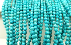 Natural Turquoise Faceted Rondelle Beads Grade AAA Round Loose Beads, Full Strand Round 15.5 inches, 2mm, GRN111