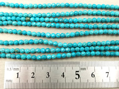 Natural Turquoise Faceted Rondelle Beads Grade AAA Round Loose Beads, Full Strand Round 15.5 inches, 2mm, GRN111