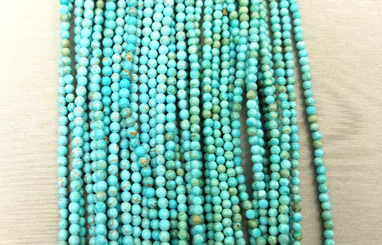 Natural Turquoise Beads Grade AAA Round Loose Beads, Full Strand Round 15.5 inches, 3mm, GRN113