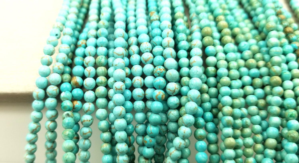 Natural Turquoise Beads Grade AAA Round Loose Beads, Full Strand Round 15.5 inches, 3mm, GRN113