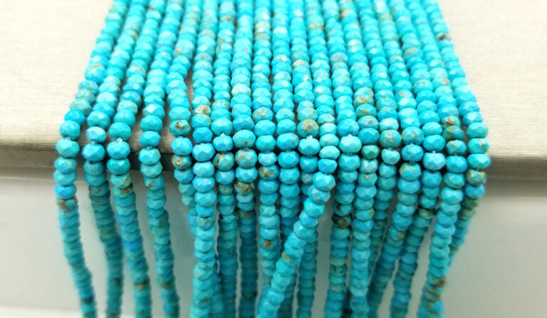 Natural Faceted Rondelle Turquoise Beads GRN117