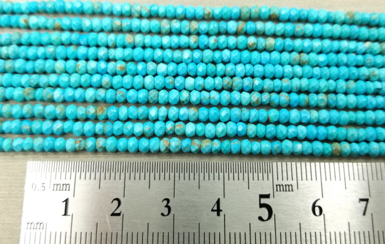 Natural Faceted Rondelle Turquoise Beads GRN117