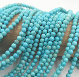 3MM Natural Turquoise Smooth Round Beads Grade AAA Round Loose Beads, Full Strand Round 15.5 inches, GRN118