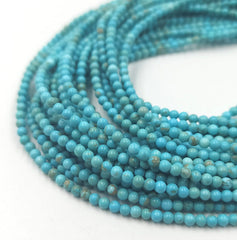 3MM Natural Turquoise Smooth Round Beads Grade AAA Round Loose Beads, Full Strand Round 15.5 inches, GRN118