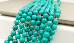 Natural Turquoise Smooth Round Beads Grade AAA Round Loose Beads, Full Strand Round 15.5 inches, 4mm, 6mm, 8mm, 10mm, 12mm, GRN133