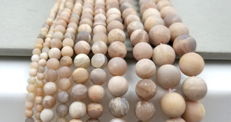 Moonstone, Moonstone Beads, Matte Moonstone, Moonstone Jewelry, Gemstone Beads, Full Strand 15.5″, 4mm, 6mm, 8mm, 10mm, 12mm, GRN161