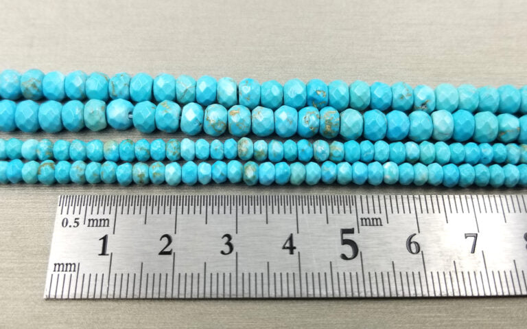 Turquoise Faceted Rondelle Gemstone Beads, Turquoise Bracelet, Turquoise Gemstone, Full Strand 15.5 inches, GRN186