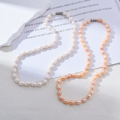 Natural Freshwater Pearl Necklace with Silver Clasp, 17″ Elegant Pearl Necklace, Bridesmaid Necklace, Gift for Her, NL014