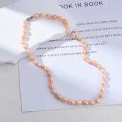 Natural Freshwater Pearl Necklace with Silver Clasp, 17″ Elegant Pearl Necklace, Bridesmaid Necklace, Gift for Her, NL014