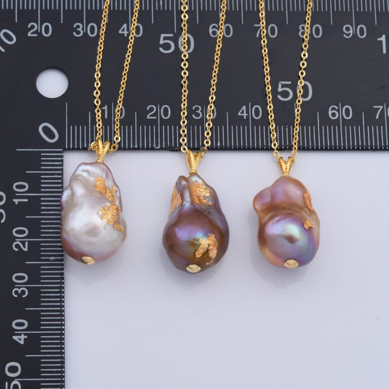 18K Gold Filled Freshwater Pearl Baroque Necklace, Natural Irregular Iridescent Pearl Cable Chain, Peacock Pearl Necklace, NL015