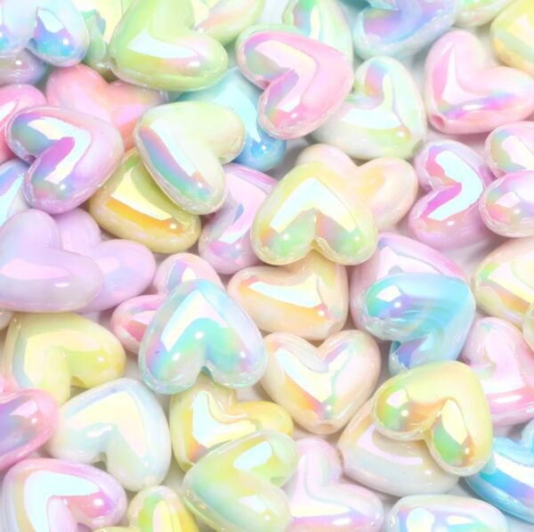 Assorted Macarons ABS Heart Spacer Beads – Exquisite Acrylic Heart Shaped Beads for Elegant Jewelry Design, ORG191