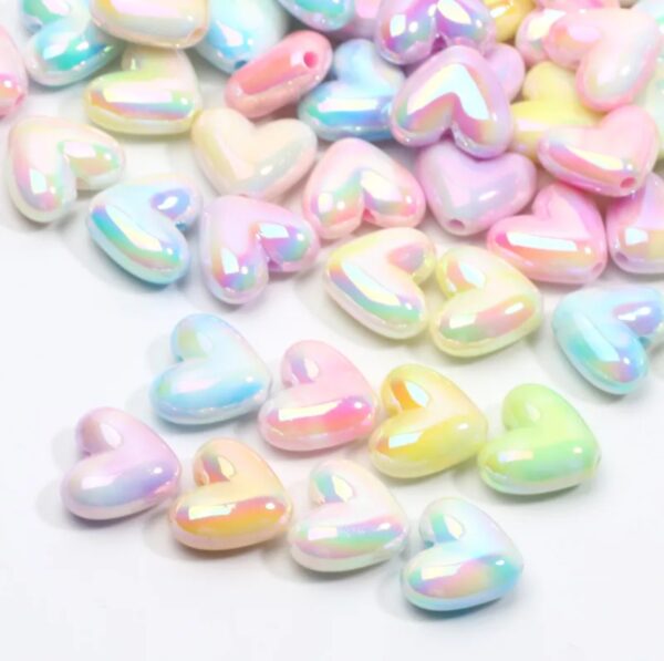 Assorted Macarons ABS Heart Spacer Beads – Exquisite Acrylic Heart Shaped Beads for Elegant Jewelry Design, ORG191