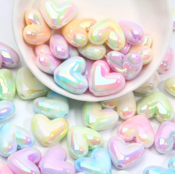 Assorted Macarons ABS Heart Spacer Beads – Exquisite Acrylic Heart Shaped Beads for Elegant Jewelry Design, ORG191