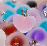 Resin Frosted Multicolor Heart Charm For Hanmade Bracelet, ORG192