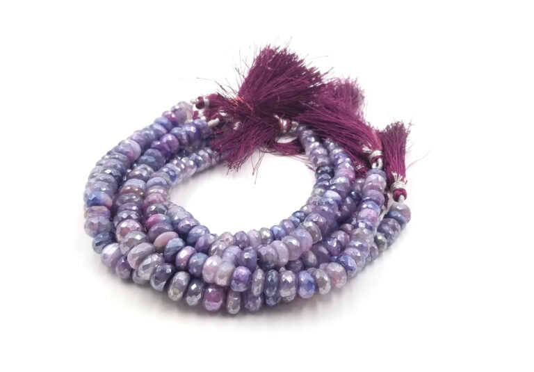 9mm Faceted Rondelle Purple Moonstone Mystic Coated Beads, 8 inches Bead Strand, PRP043