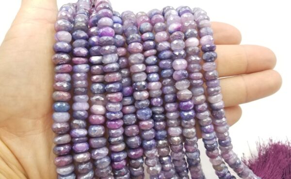 9mm Faceted Rondelle Purple Moonstone Mystic Coated Beads, 8 inches Bead Strand, PRP043