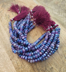 9mm Faceted Rondelle Purple Moonstone Mystic Coated Beads, 8 inches Bead Strand, PRP043