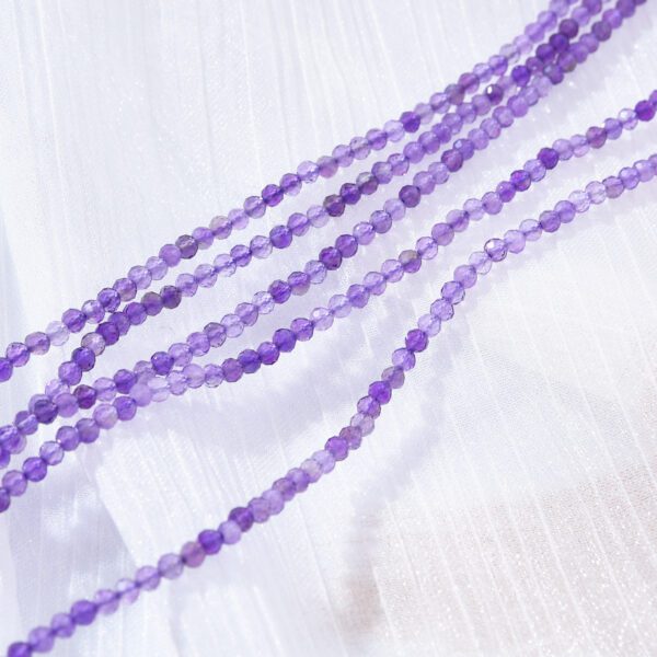 AAA Faceted Natural Amethyst, 2.5mm Round Beads Micro Faceted Genuine Purple Amethyst Gemstone, 15.5″ Strand, PRP1003