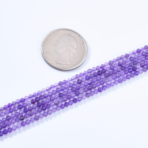 AAA Faceted Natural Amethyst, 2.5mm Round Beads Micro Faceted Genuine Purple Amethyst Gemstone, 15.5″ Strand, PRP1003