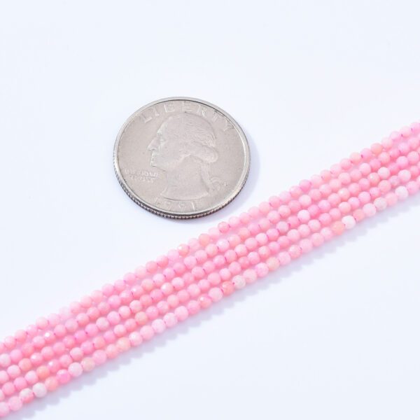 AAA Quality Micro Faceted Natural Peruvian Pink Opal 2.3mm Faceted Round Laser Diamond Cut Pink Gemstone 15.5″ Strand PRP1005