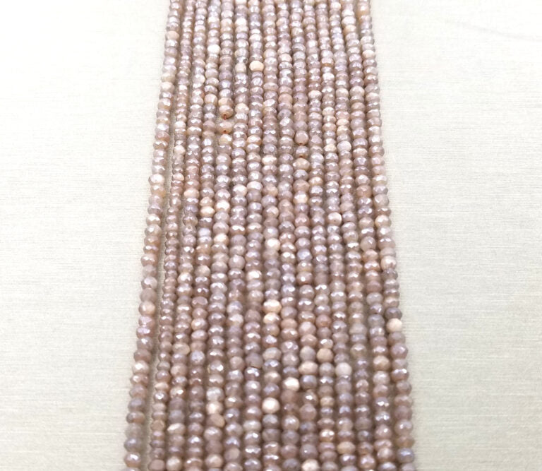 Mystic Moonstone Bead Rondelles, Peach Pink Natural Moonstone Rondelle Beads Full Strand, 4mm, PRP186