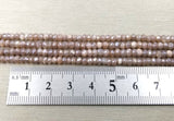 Mystic Moonstone Bead Rondelles, Peach Pink Natural Moonstone Rondelle Beads Full Strand, 4mm, PRP186