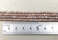 Mystic Moonstone Bead Rondelles, Peach Pink Natural Moonstone Rondelle Beads Full Strand, 4mm, PRP186