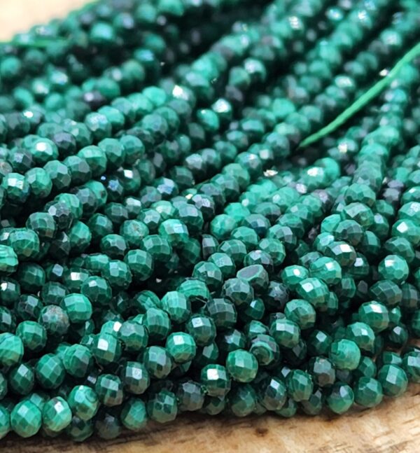 Faceted Malachite Natural Round Beads Green Gemstones Beads Natural Malachite Beads up to 4mm 15.5″ Full Strand PRP359