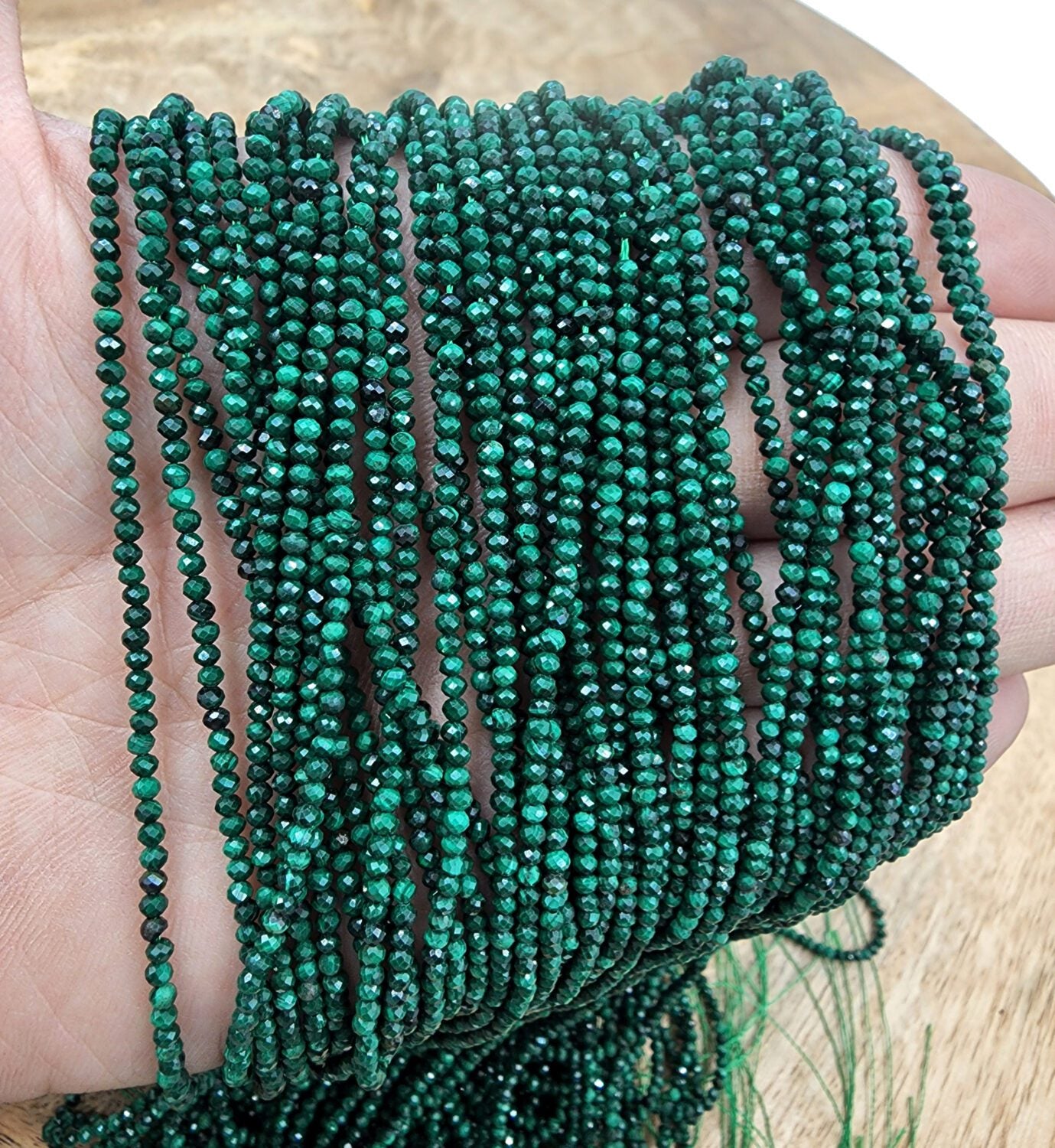 Faceted Malachite Natural Round Beads Green Gemstones Beads Natural Malachite Beads up to 4mm 15.5″ Full Strand PRP359