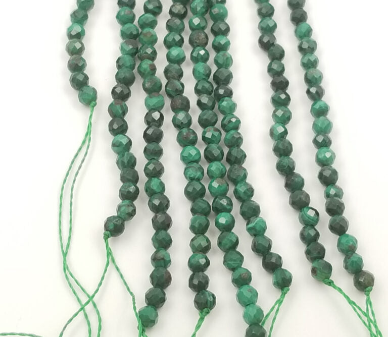 Faceted Malachite Natural Round Beads Green Gemstones Beads Natural Malachite Beads up to 4mm 15.5″ Full Strand PRP359