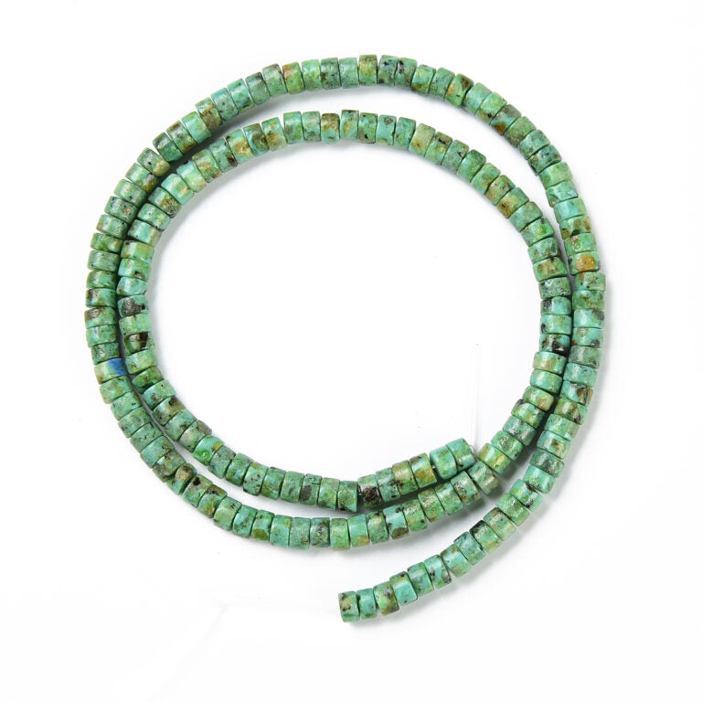 African Turquoise Gemstone Heishi Slice Rondelle Loose Beads 15.5 Inch Full Strand 4×2.5mm Natural Gemstone Beads PRP429