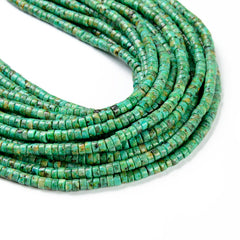 African Turquoise Gemstone Heishi Slice Rondelle Loose Beads 15.5 Inch Full Strand 4×2.5mm Natural Gemstone Beads PRP429