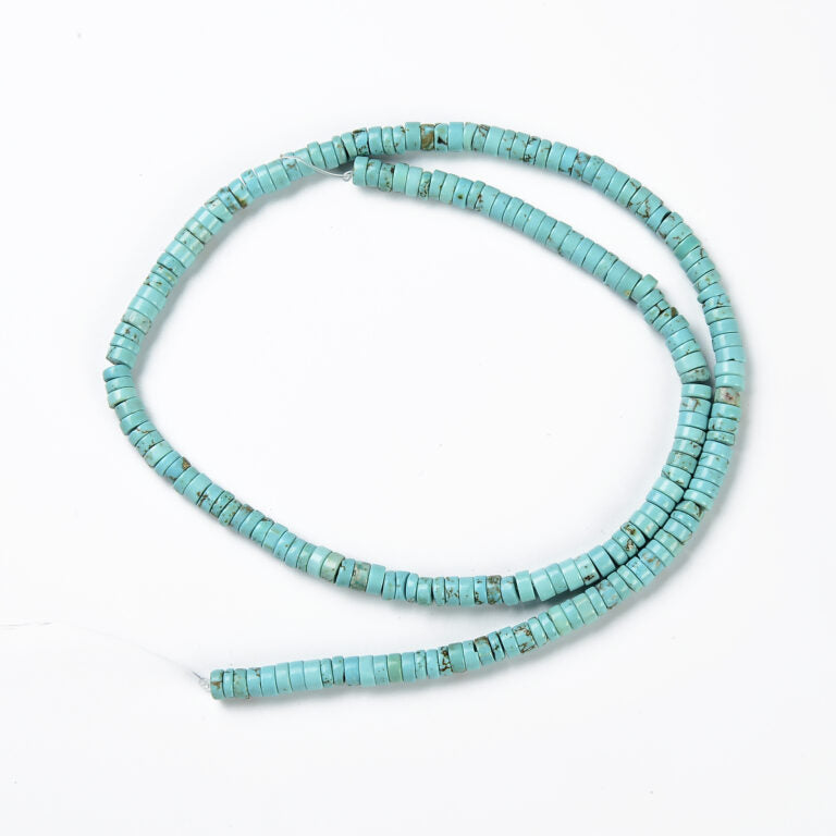 Natural Turquoise Heishi Rondelle Shape Genuine Natural Color Turquoise Gemstones Loose Beads 4×2.5mm PRP434