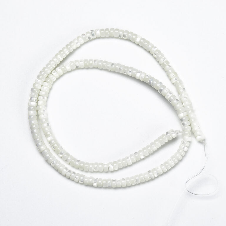 White MOP Heishi Beads Natural Mother of Pearl Beads Natural Shell Rondelles Sea Shell Beads Wholesale Heishi Jewelry Beads 4x2mm PRP470