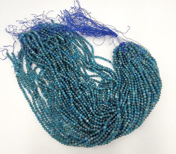 4mm AAA Natural Blue Apatite Faceted Round Beads, Small Micro Faceted, Laser Diamond Cut Gemstone, 15.5″ Strand PRP581